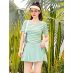 Korean Ruffle Striped Bikini Set with Skirt - Bottoms - Swimsuits - 2