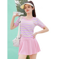 Korean Ruffle Striped Bikini Set with Skirt - Bottoms - Swimsuits - 3