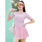 Korean Ruffle Striped Bikini Set with Skirt - Bottoms - Swimsuits - 3