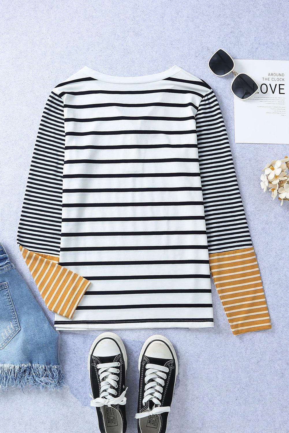 Striped Buttoned Long Sleeve Top - T-Shirts - Shirts & Tops - 6 - 2024