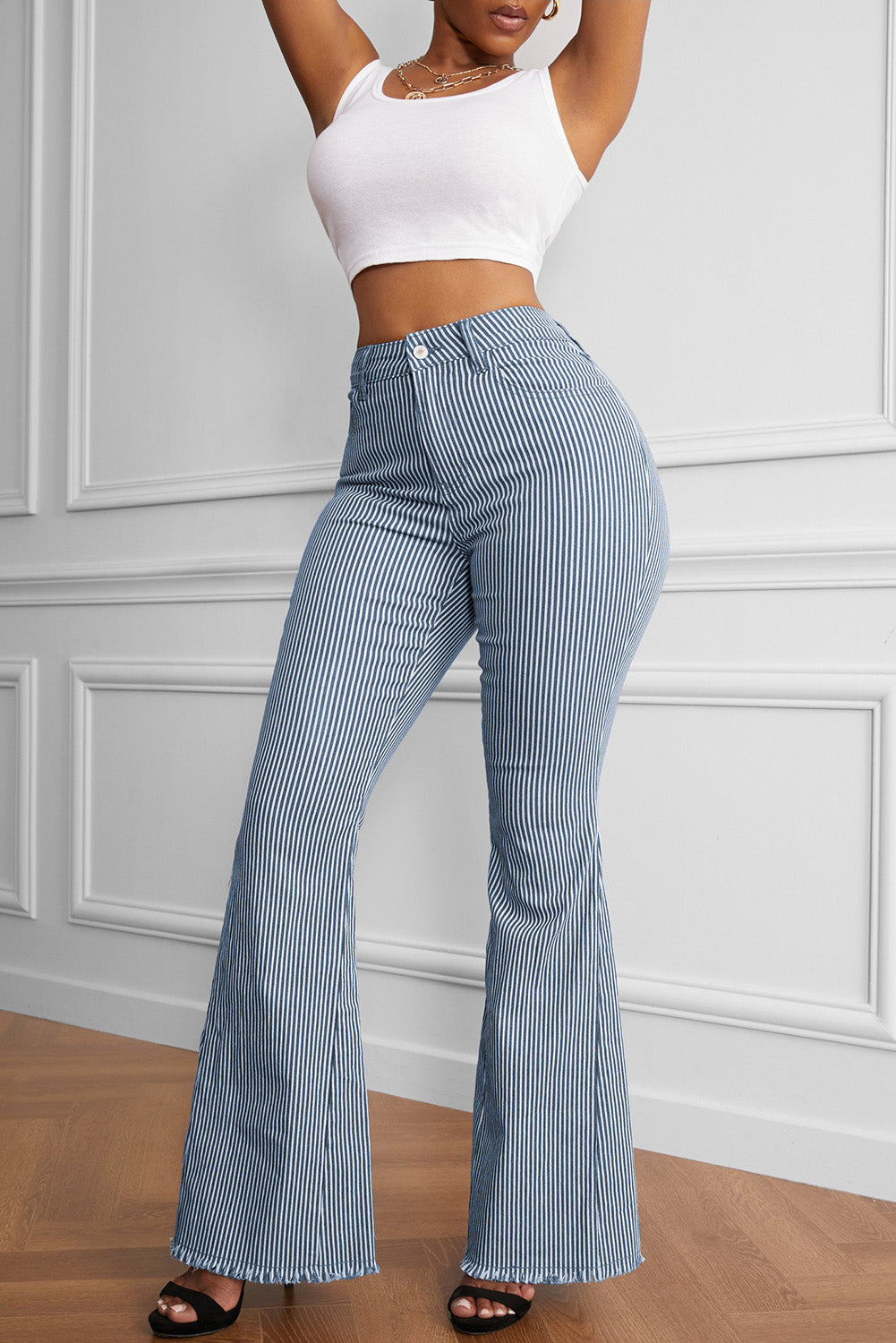 Striped Fringe Detail Flare Pants - Bottoms - Pants - 3 - 2024