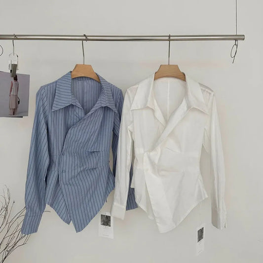 Striped Harajuku Irregular Blouse - Women’s Clothing & Accessories - Tops - 1