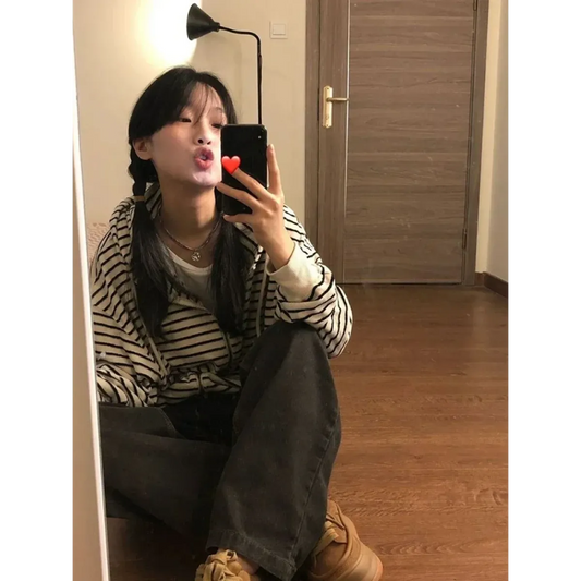 Striped Harajuku Zip Hoodie - Hoodies & Sweatshirts - Sweatshirts - 2