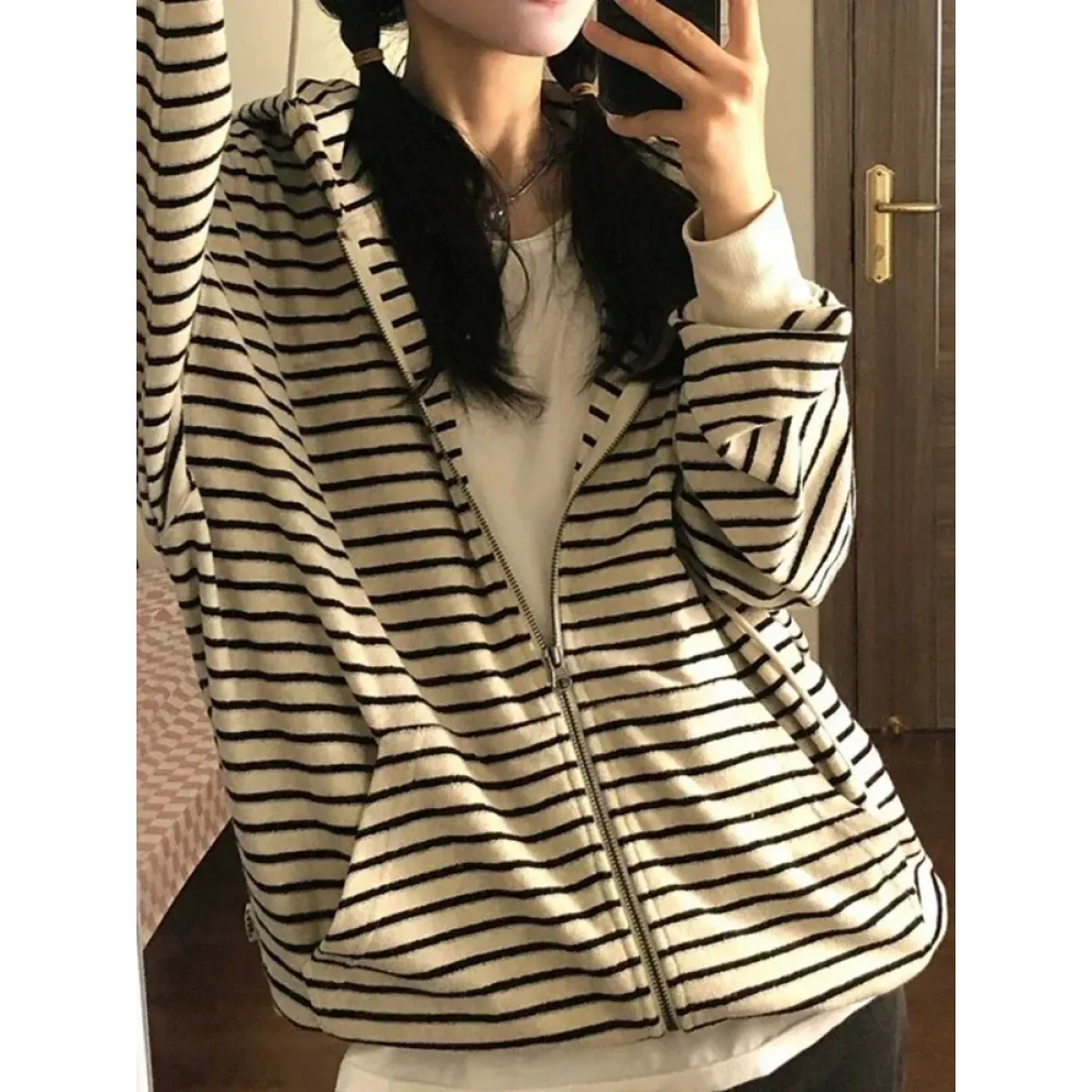 Striped Harajuku Zip Hoodie - Hoodies & Sweatshirts - Sweatshirts - 5