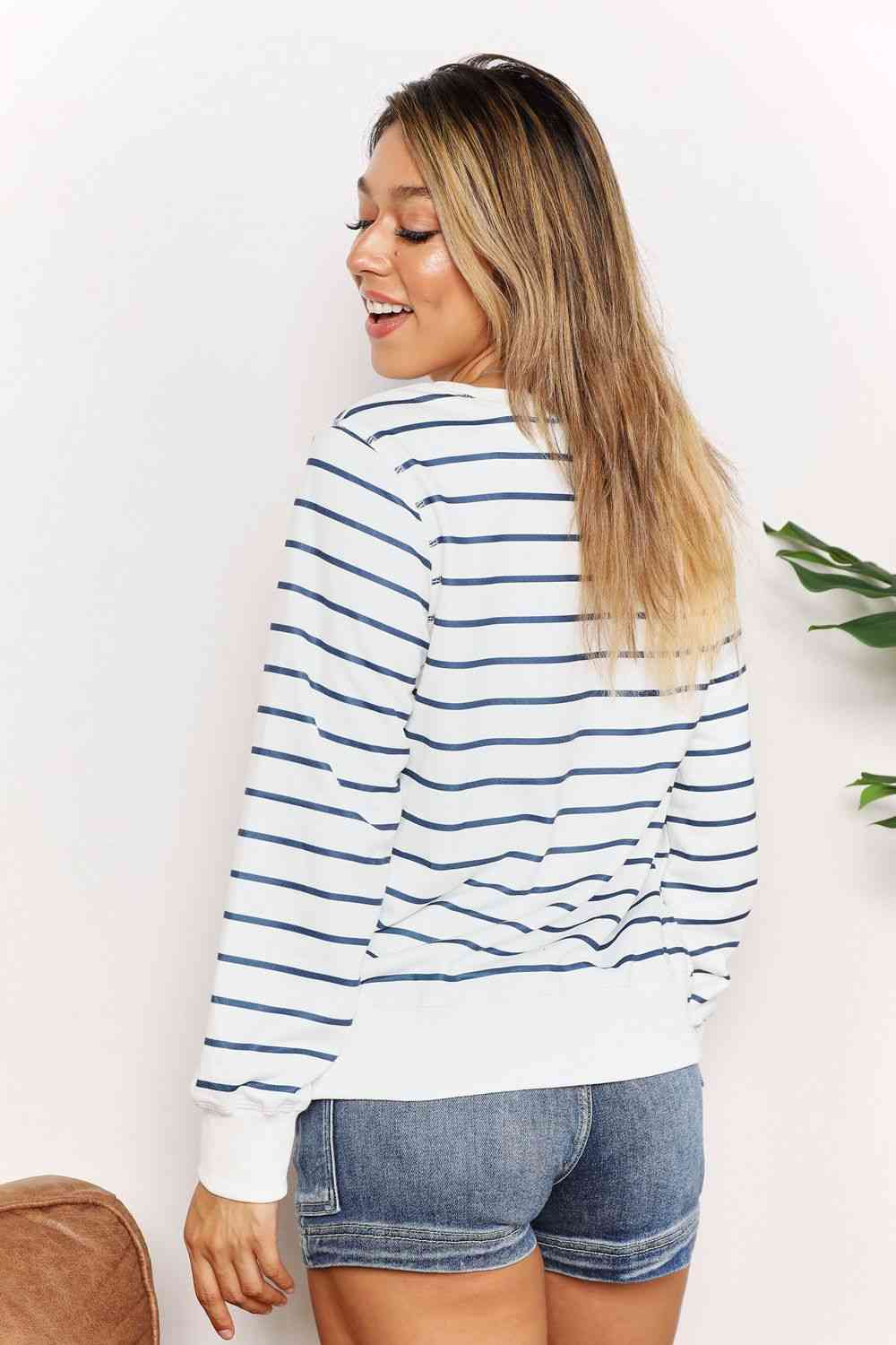 Striped Long Sleeve Round Neck Top - Tops - Shirts & Tops - 2 - 2024