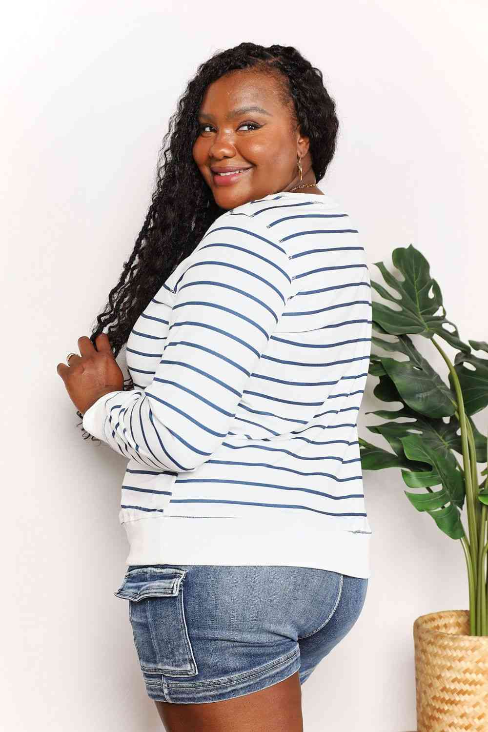 Striped Long Sleeve Round Neck Top - Tops - Shirts & Tops - 9 - 2024