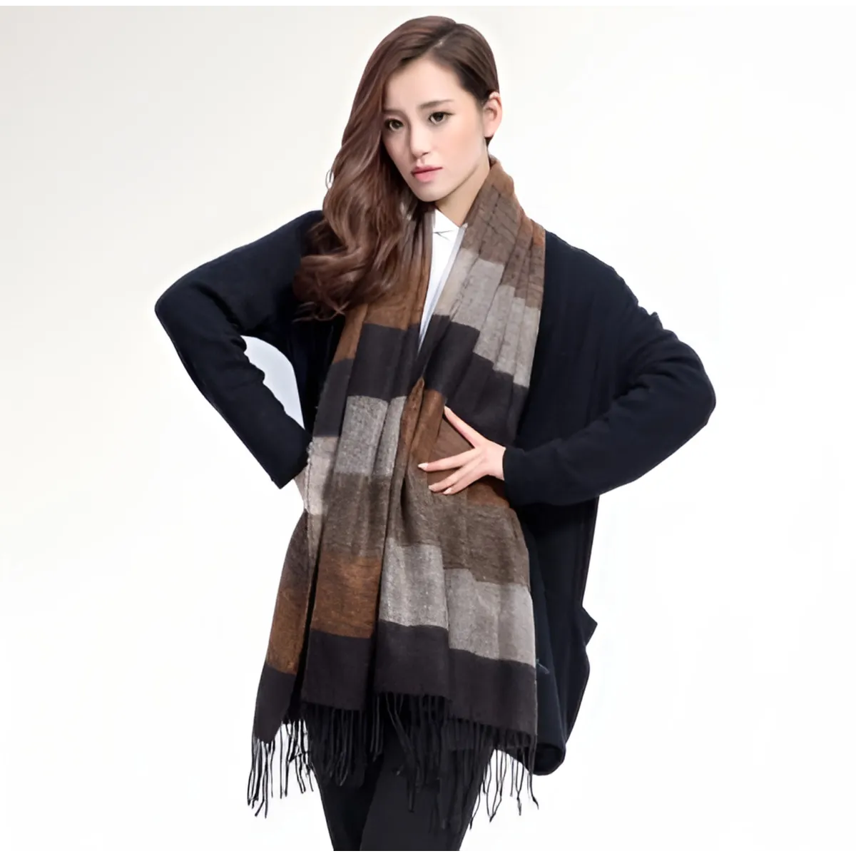 Warm Wide Striped Pashmina Scarf - Women’s Clothing & Accessories - 4