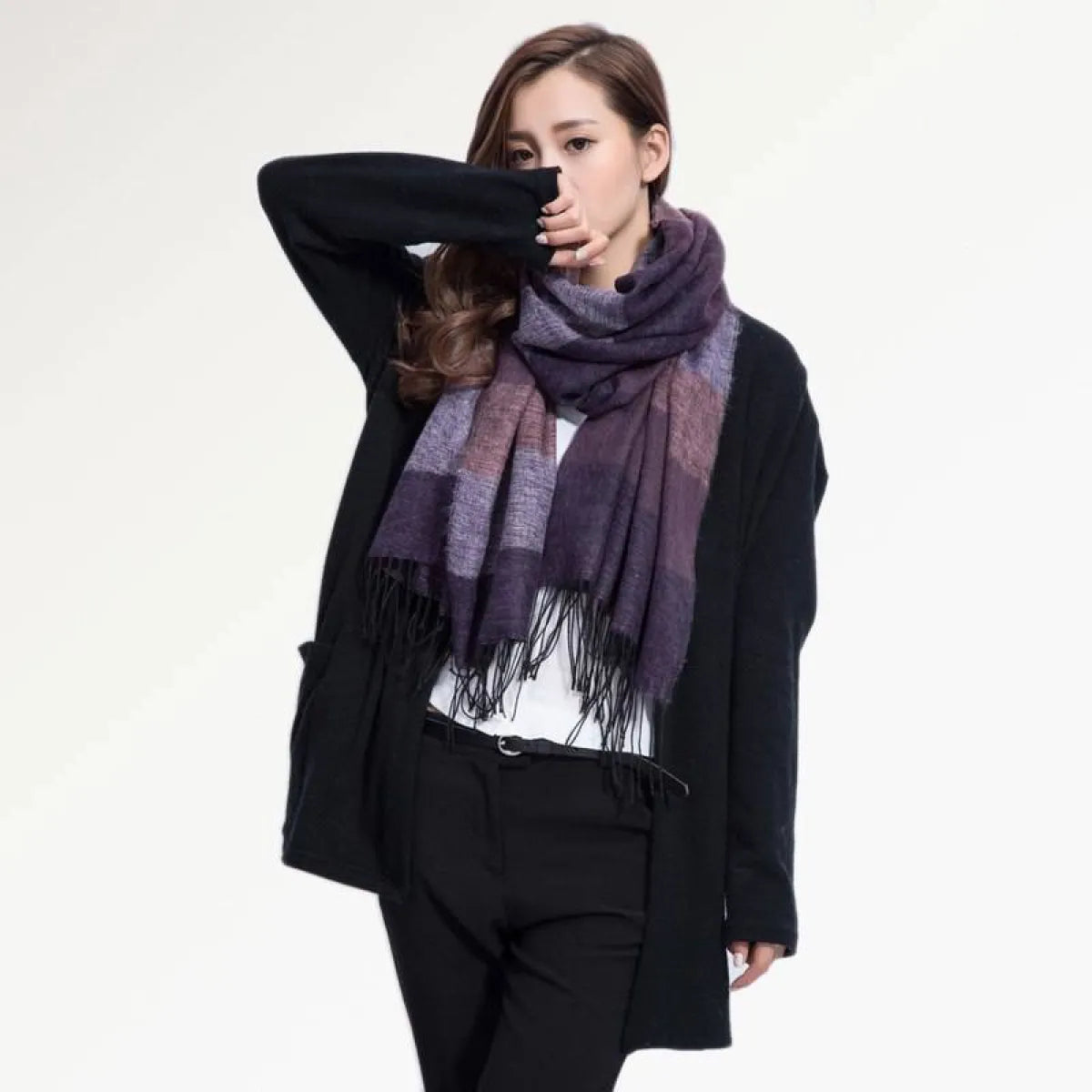 Warm Wide Striped Pashmina Scarf - Accessories - 6