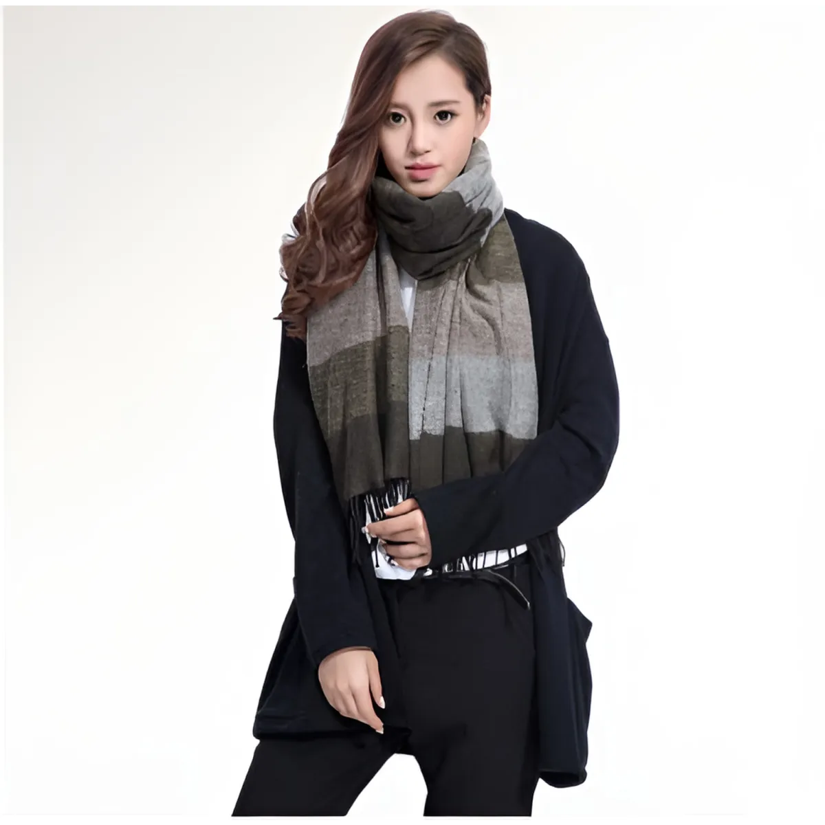 Warm Wide Striped Pashmina Scarf - Women’s Clothing & Accessories - 3