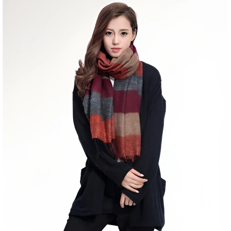 Warm Wide Striped Pashmina Scarf - Accessories - 1