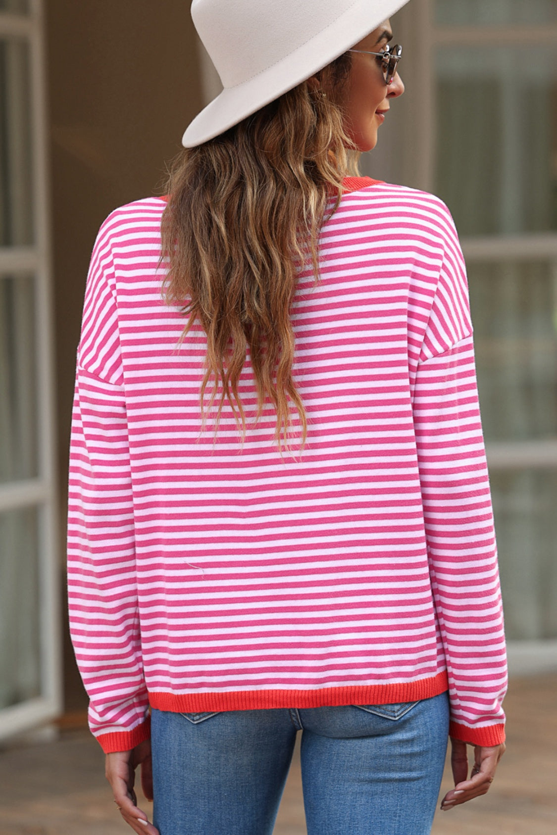 Striped Round Neck Drop Shoulder T-Shirt - T-Shirts - Shirts & Tops - 19 - 2024