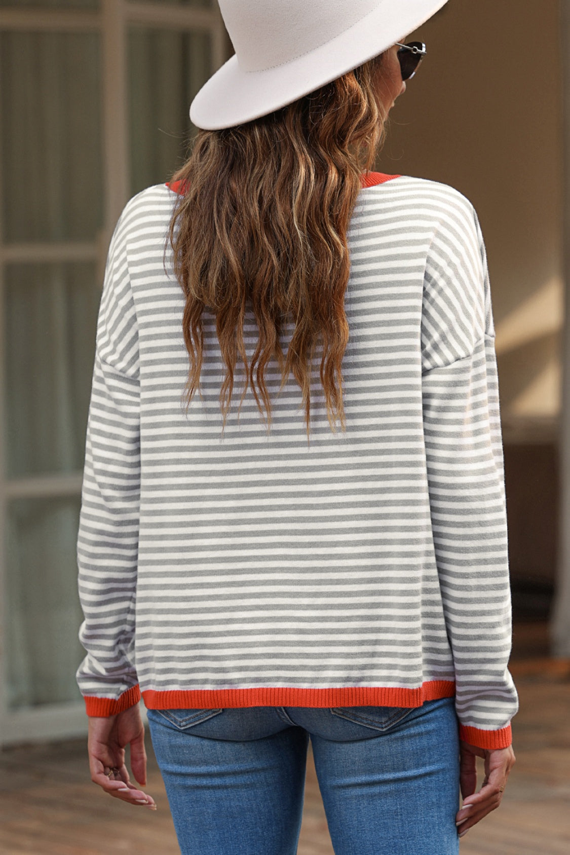 Striped Round Neck Drop Shoulder T-Shirt - T-Shirts - Shirts & Tops - 24 - 2024