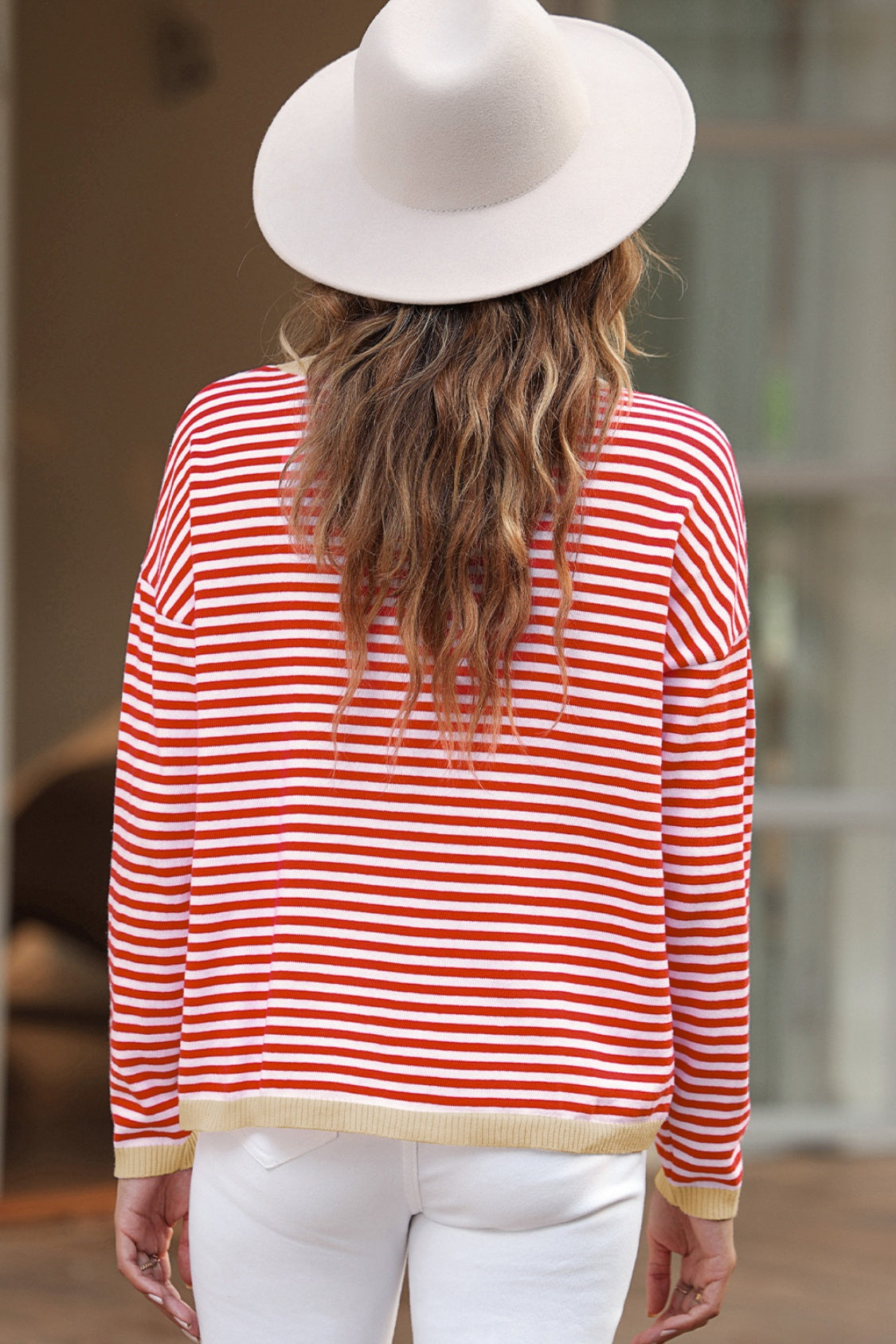 Striped Round Neck Drop Shoulder T-Shirt - T-Shirts - Shirts & Tops - 6 - 2024