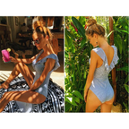 Striped Ruffled Swimsuit - Women’s Clothing & Accessories - 12