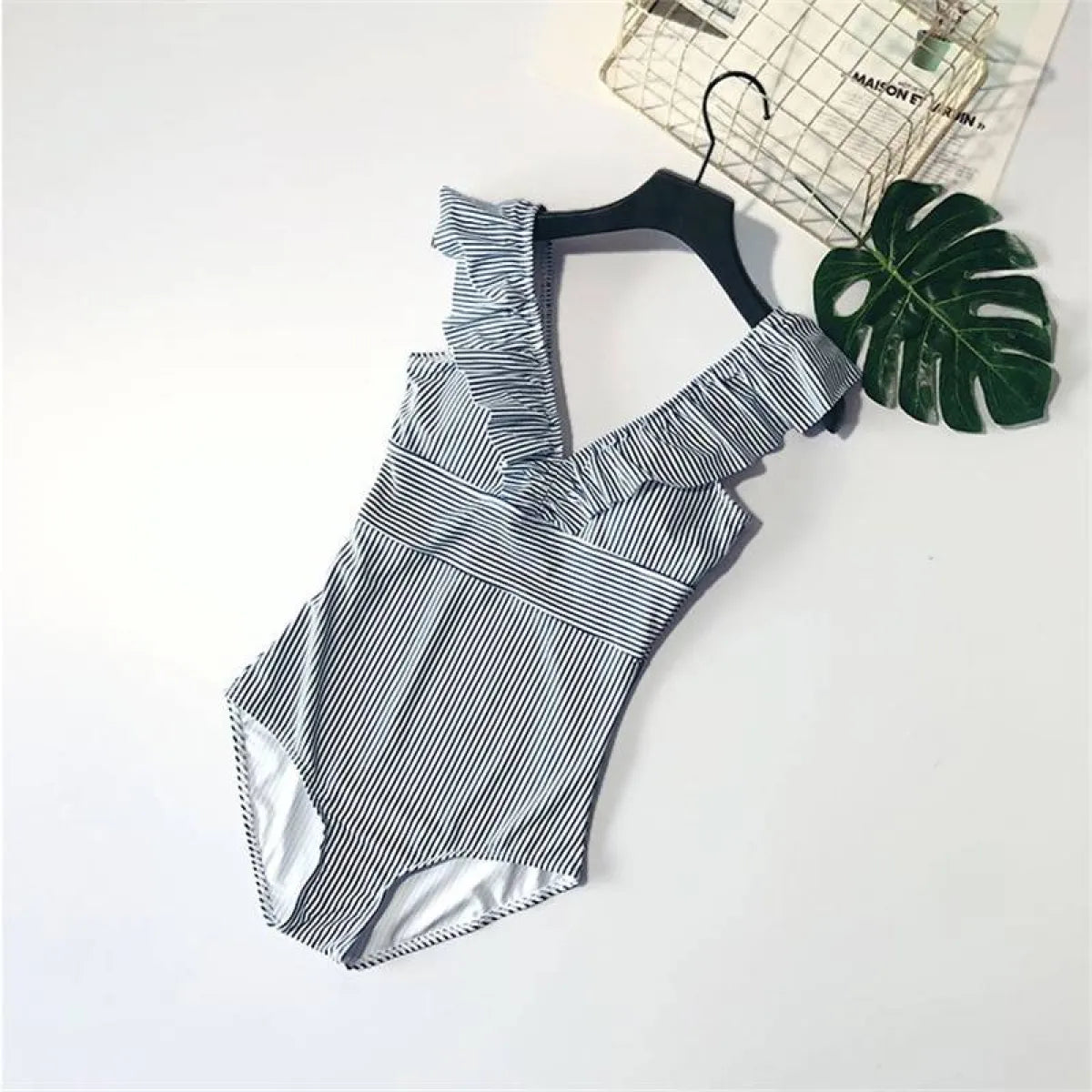 Striped Ruffled Swimsuit - Women’s Clothing & Accessories - 15