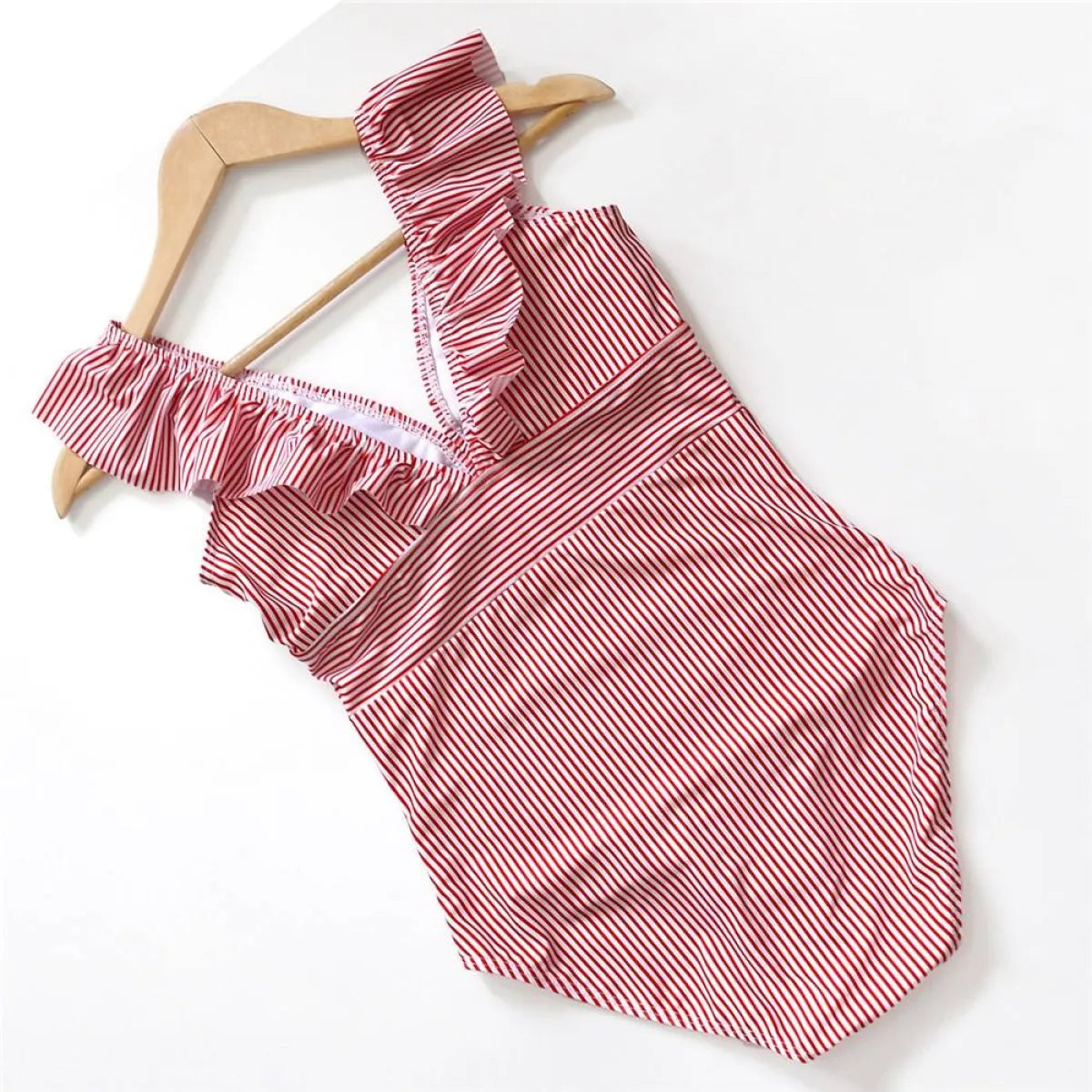 Striped Ruffled Swimsuit - Women’s Clothing & Accessories - 23