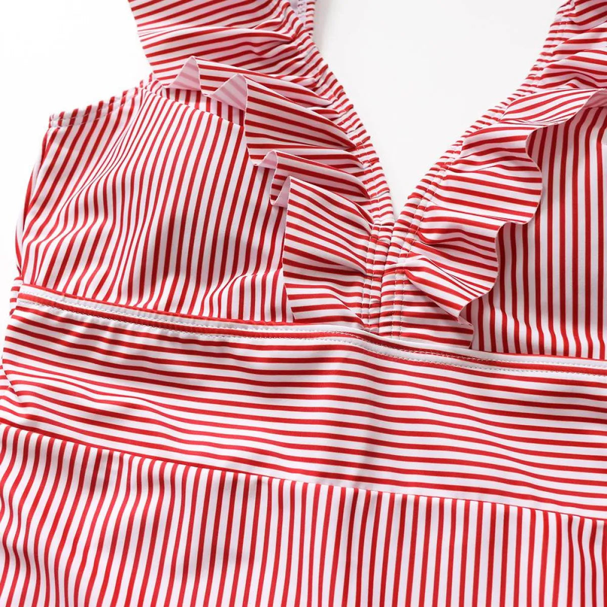 Striped Ruffled Swimsuit - Women’s Clothing & Accessories - 24