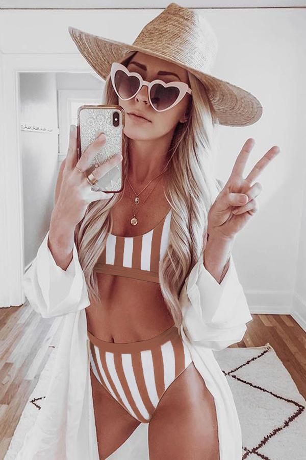 Striped Tank High Waist Bikini - Women’s Clothing & Accessories - Swimwear - 12 - 2024