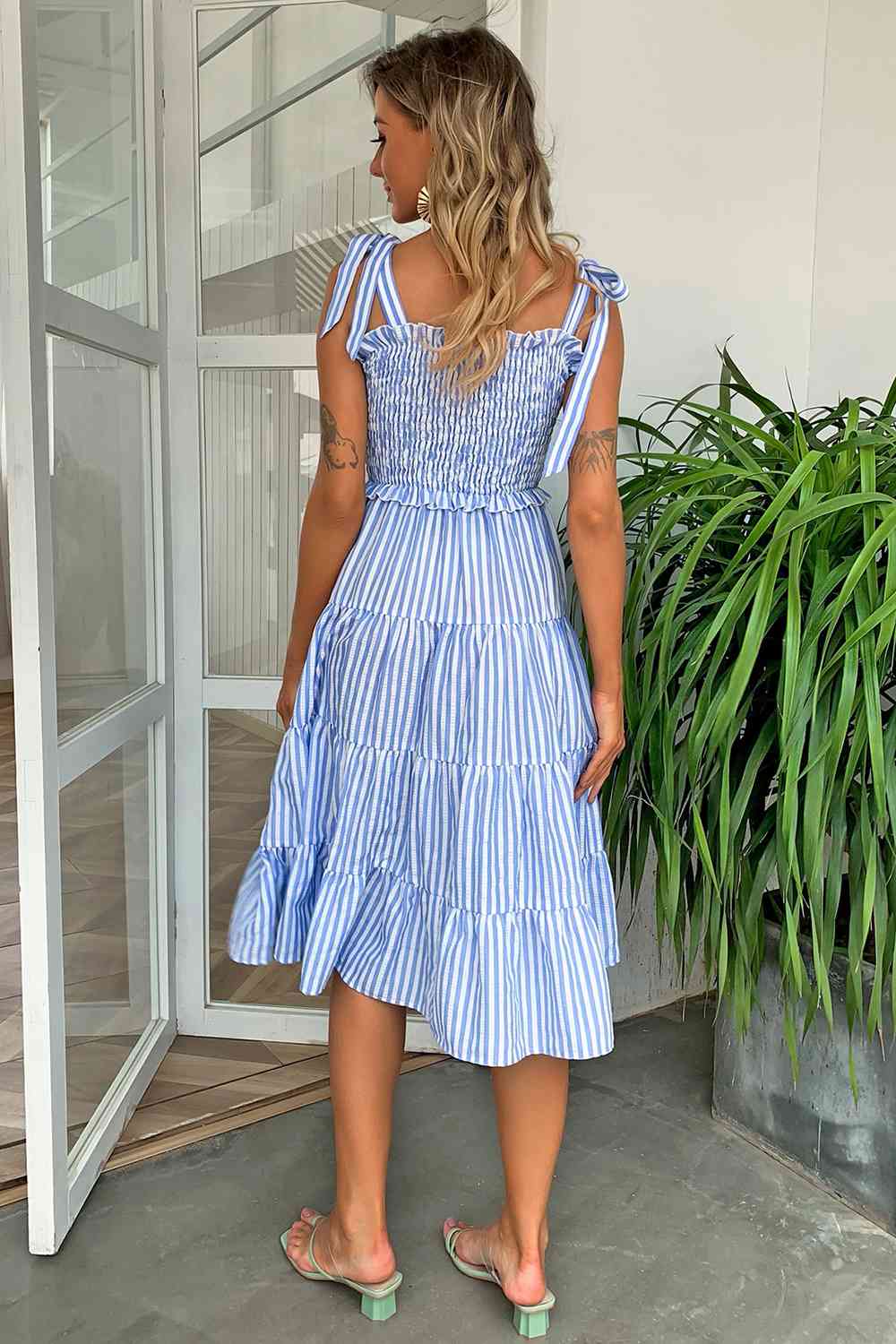 Striped Tie-Shoulder Tiered Dress - All Dresses - Dresses - 7 - 2024