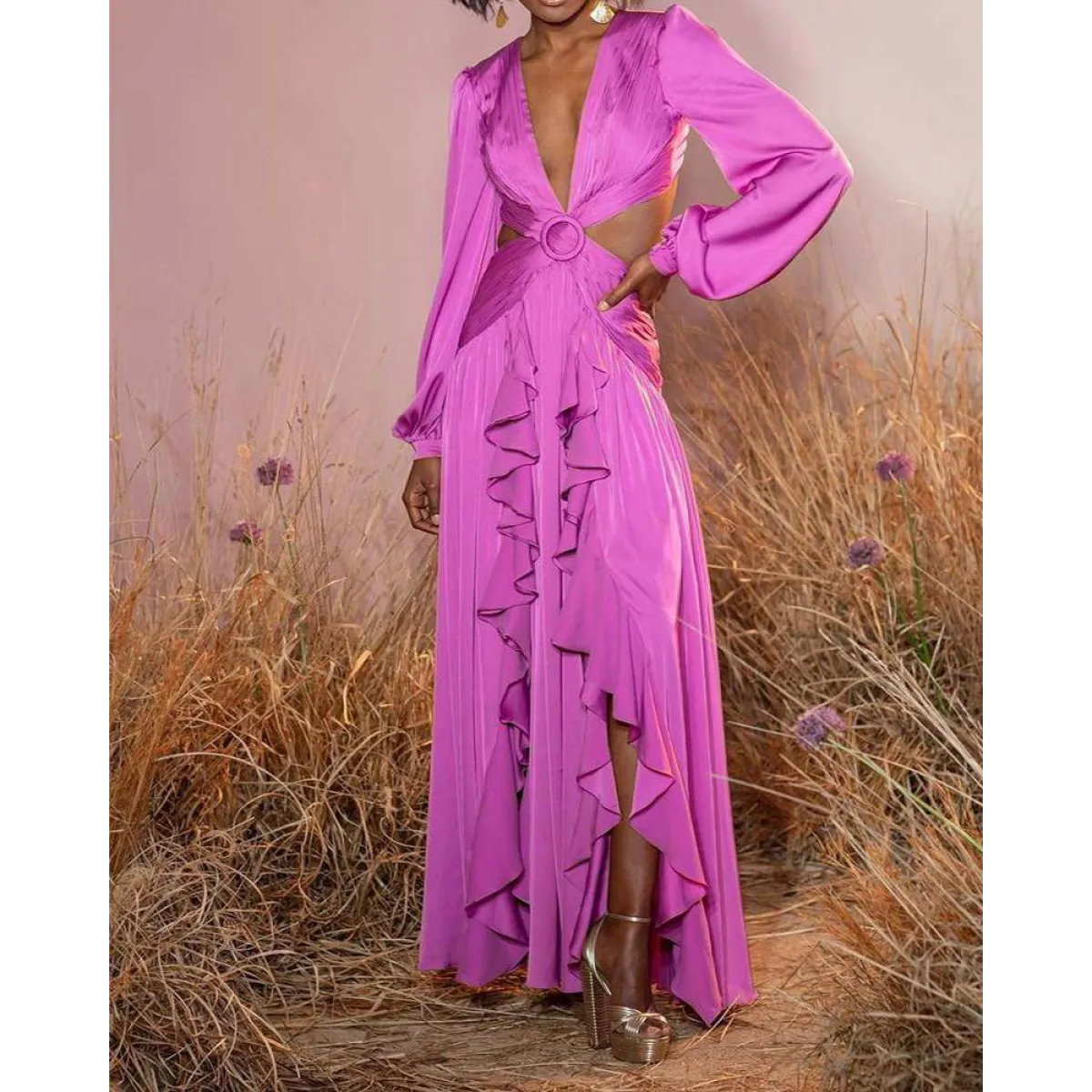 Stylish Wrap Dress With Tie Waist - All Dresses - 7