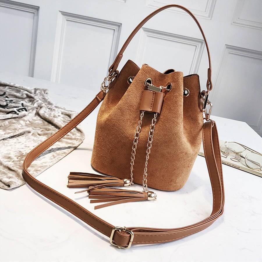 Cute Suede Bucket Bag - Brown / 20x17x13 cm - Women Bags & Wallets - Handbags - 15 - 2024