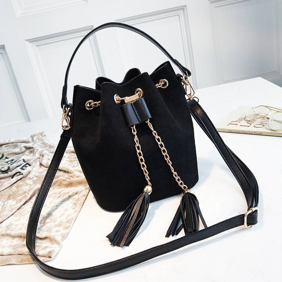 Cute Suede Bucket Bag - Black / 20x17x13 cm - Women Bags & Wallets - Handbags - 16 - 2024