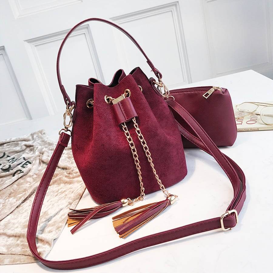 Cute Suede Bucket Bag - Red / 20x17x13 cm - Women Bags & Wallets - Handbags - 17 - 2024