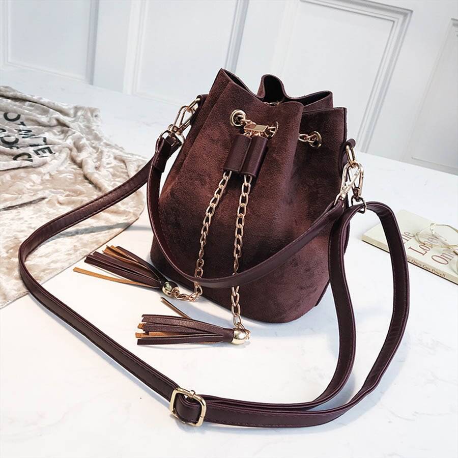 Cute Suede Bucket Bag - Dark Brown / 20x17x13 cm - Women Bags & Wallets - Handbags - 18 - 2024