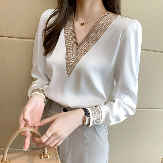 Women’s White Long Sleeve Summer Blouse - Women’s Clothing & Accessories - 8