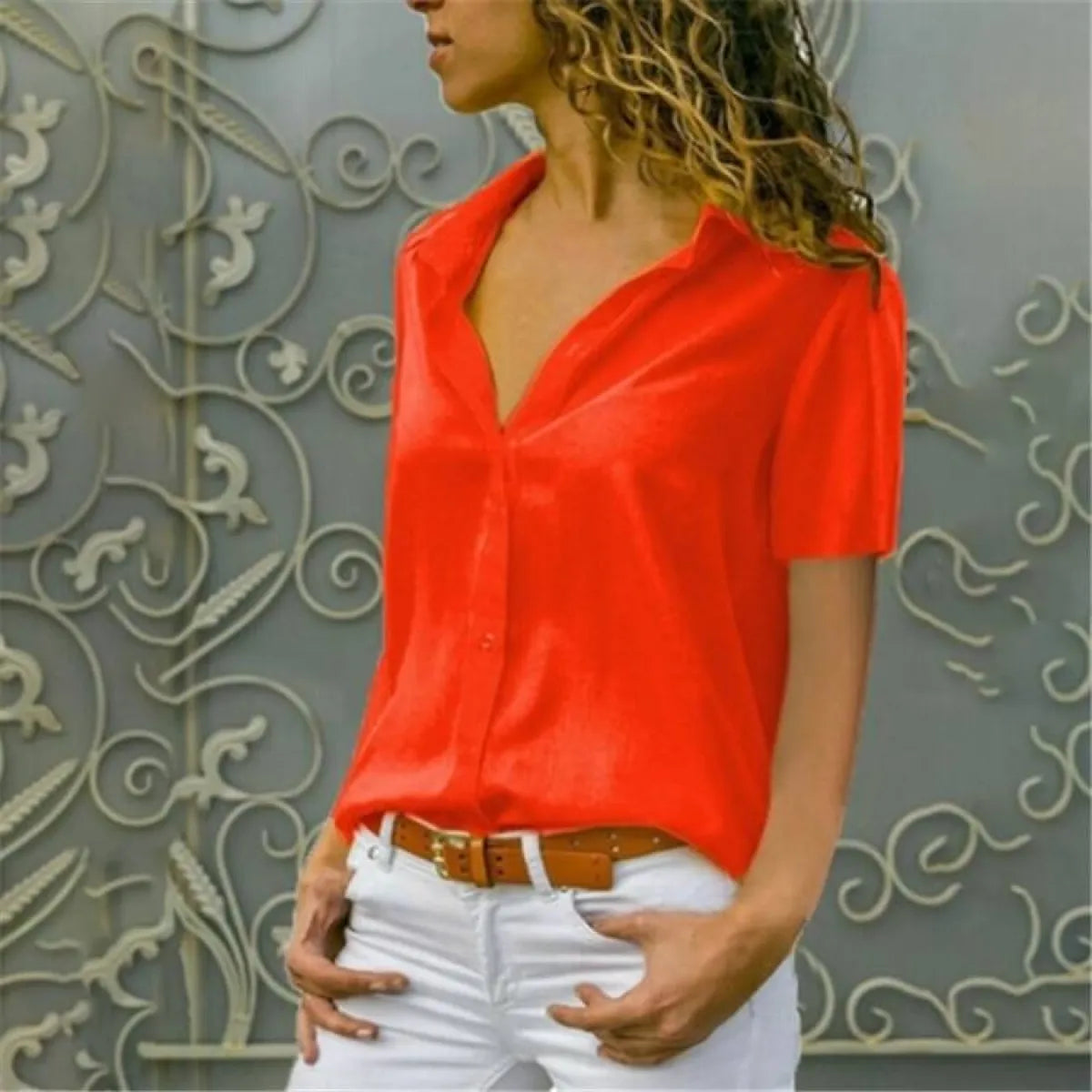 Summer Button Down Shirt - T-Shirts - 25