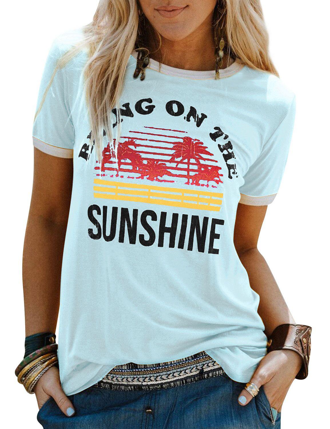 Bring On The Sunshine Tee - Light Blue / XXL - T-Shirts - Shirts & Tops - 44 - 2024