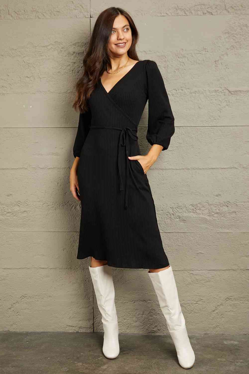 Surplice Flare Ruching Dress - All Dresses - Dresses - 9 - 2024