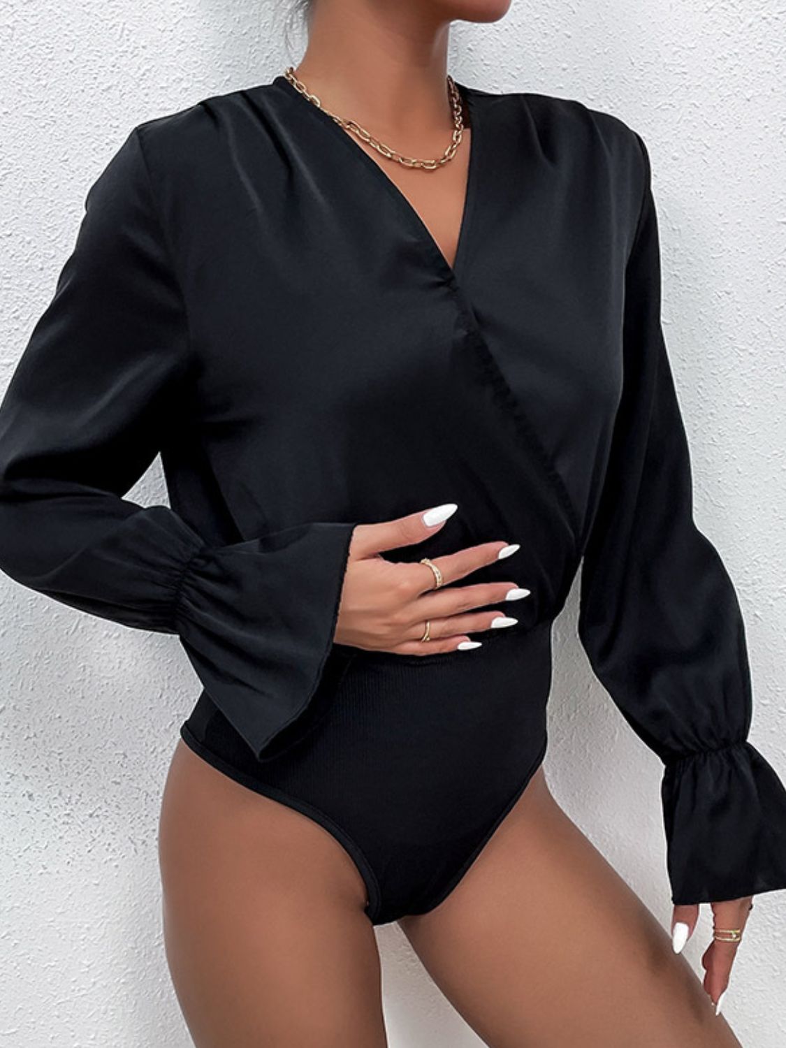 Surplice Neck Flounce Sleeve Bodysuit - Bottoms - Shirts & Tops - 3 - 2024