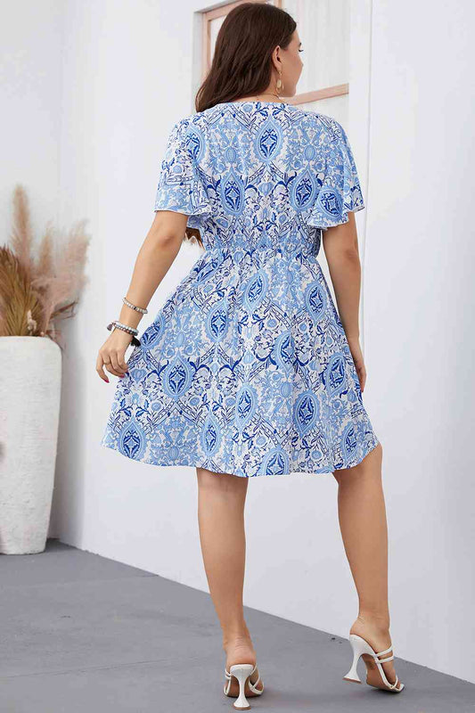 Plus Size Surplice Neck Flutter Sleeve Dress - All Dresses - Dresses - 2 - 2024