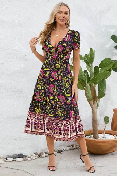 Printed Surplice Short Sleeve Dress - All Dresses - Dresses - 3 - 2024