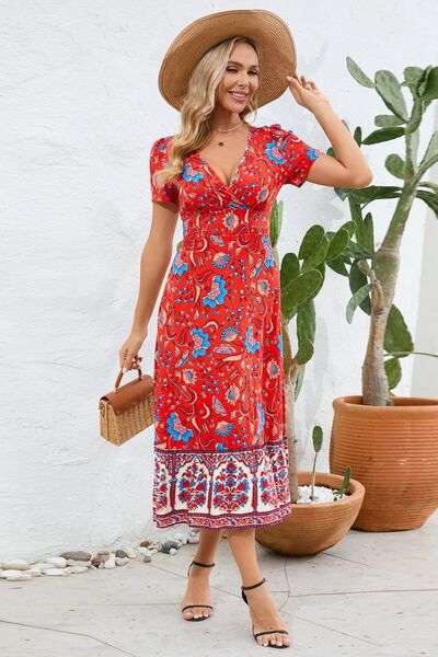 Printed Surplice Short Sleeve Dress - All Dresses - Dresses - 6 - 2024