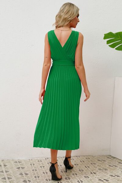 Surplice Sleeveless Midi Pleated Dress - All Dresses - Dresses - 12 - 2024