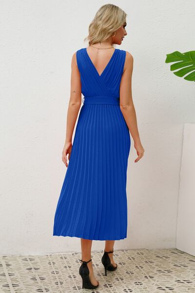 Surplice Sleeveless Midi Pleated Dress - All Dresses - Dresses - 4 - 2024