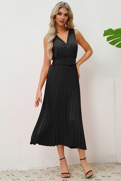 Surplice Sleeveless Midi Pleated Dress - All Dresses - Dresses - 6 - 2024