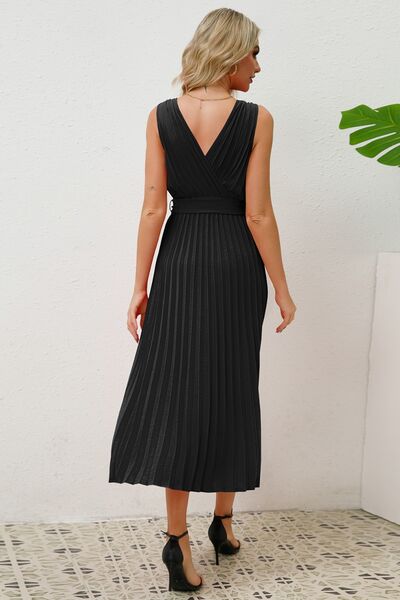 Surplice Sleeveless Midi Pleated Dress - All Dresses - Dresses - 8 - 2024