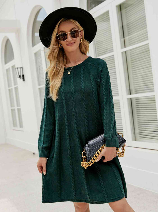 Cable-Knit Long Sleeve Sweater Dress - Black / S - All Dresses - Dresses - 1 - 2024