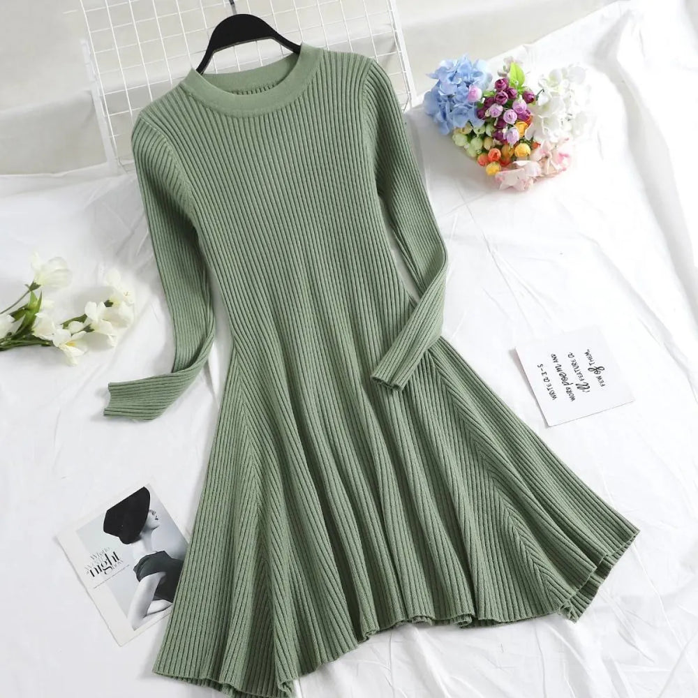 Long Sleeve Sweater Dress - All Dresses - 1