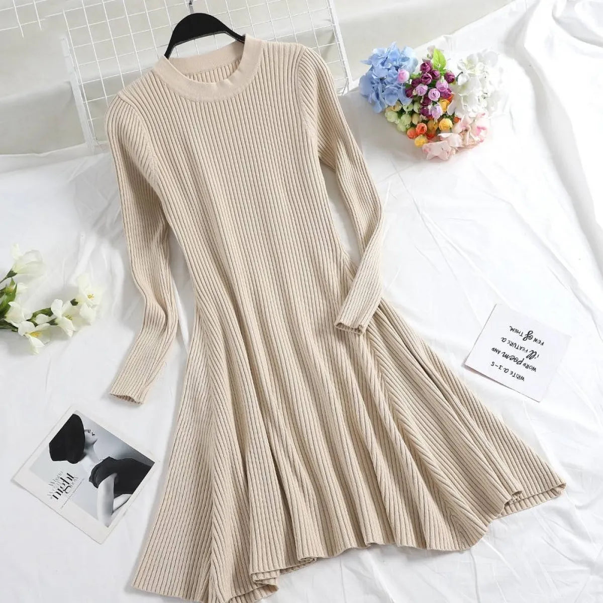 Long Sleeve Sweater Dress - All Dresses - 10