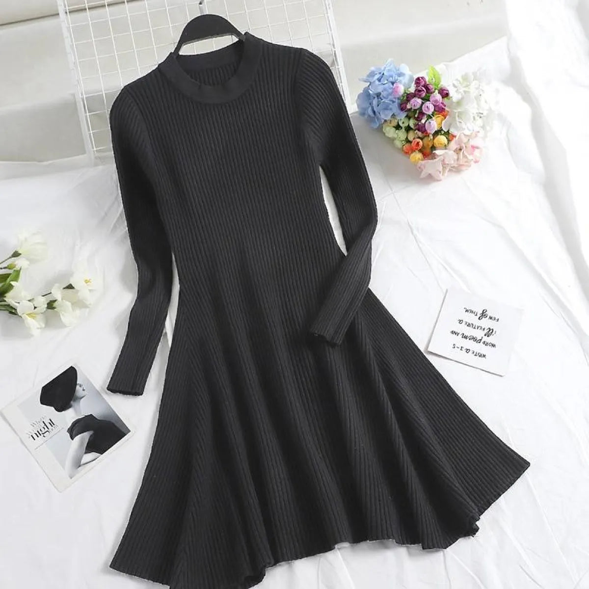 Long Sleeve Sweater Dress - All Dresses - 15