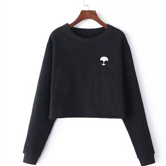 Alien Fleece Crop Top Sweater - Black / S - Sweaters - Shirts & Tops - 12 - 2024