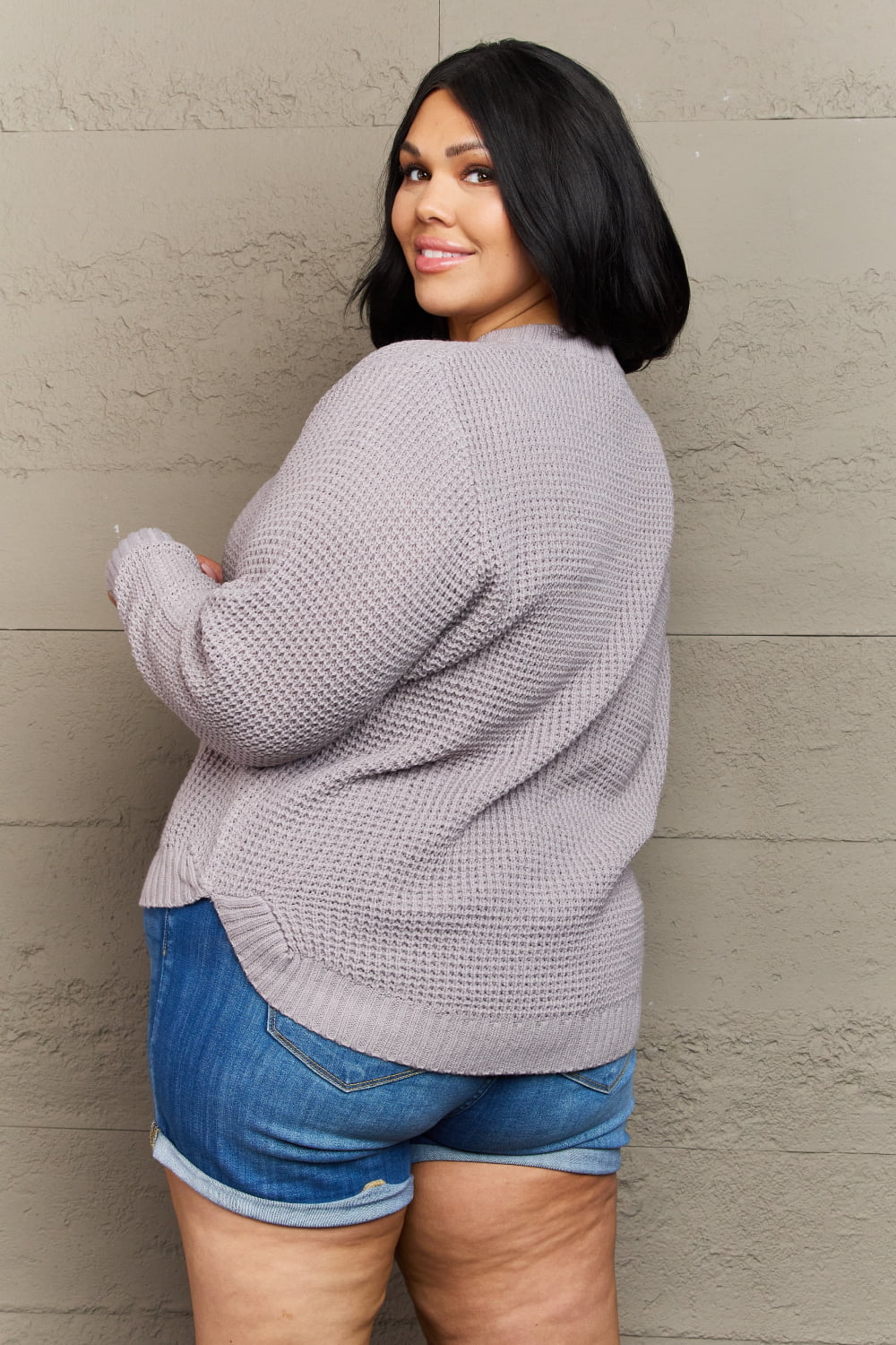Breezy Days Plus Size High Low Waffle Knit Sweater - Sweaters - Shirts & Tops - 2 - 2024
