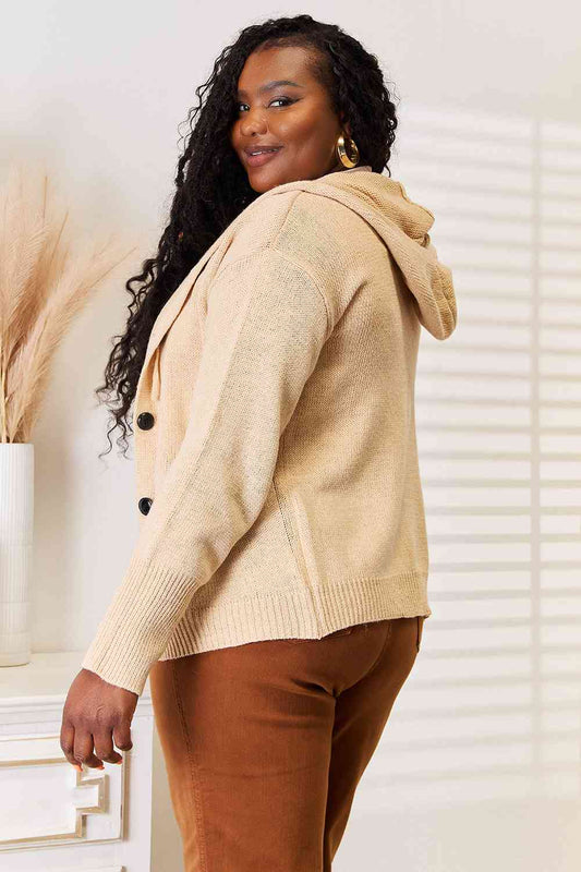 Button-Down Long Sleeve Hooded Sweater - Sweaters - Shirts & Tops - 2 - 2024