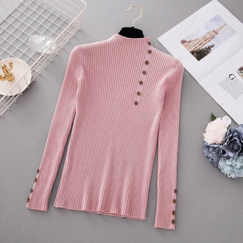 Button Up Turtleneck Sweater - Pink / Free - Sweaters - Shirts & Tops - 18 - 2024