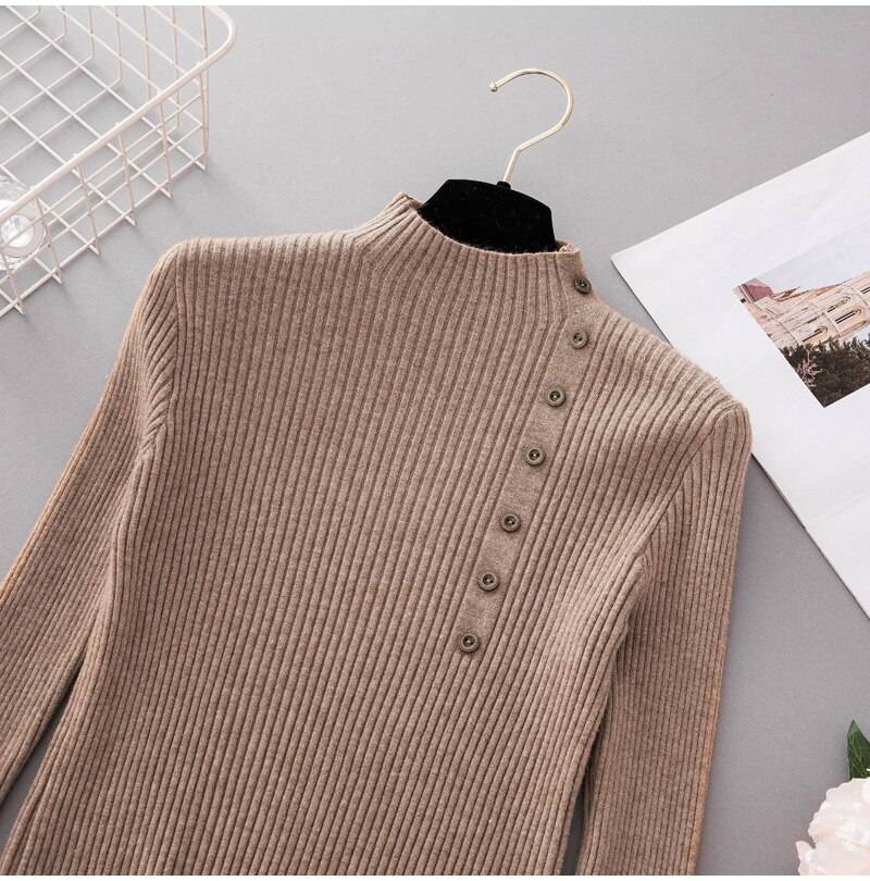 Button Up Turtleneck Sweater - Sweaters - Shirts & Tops - 11 - 2024