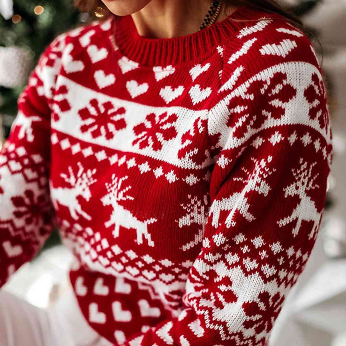 Christmas Raglan Sleeve Sweater - Sweaters - Shirts & Tops - 7 - 2024